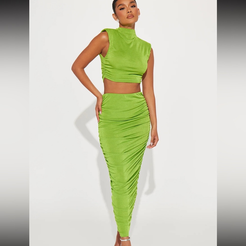 Kayline Slinky Skirt Set - Green